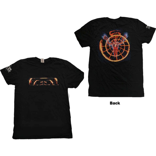 Unisex T-Shirt Flame Spiral Back Print,Sleeve Print