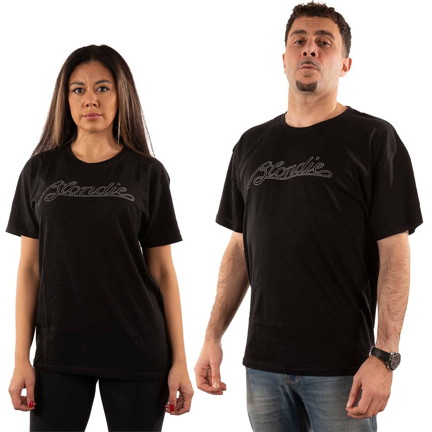 Unisex Embellished T-Shirt Logo Diamante, Embellished, Crystals, Rhinestones