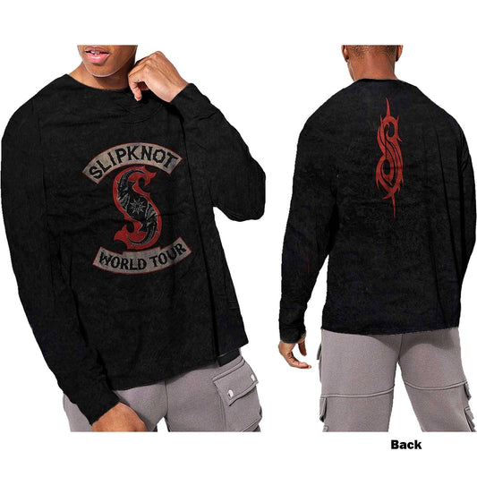 Unisex Long Sleeve T-Shirt Patched Up Dip Dye, Dye Wash