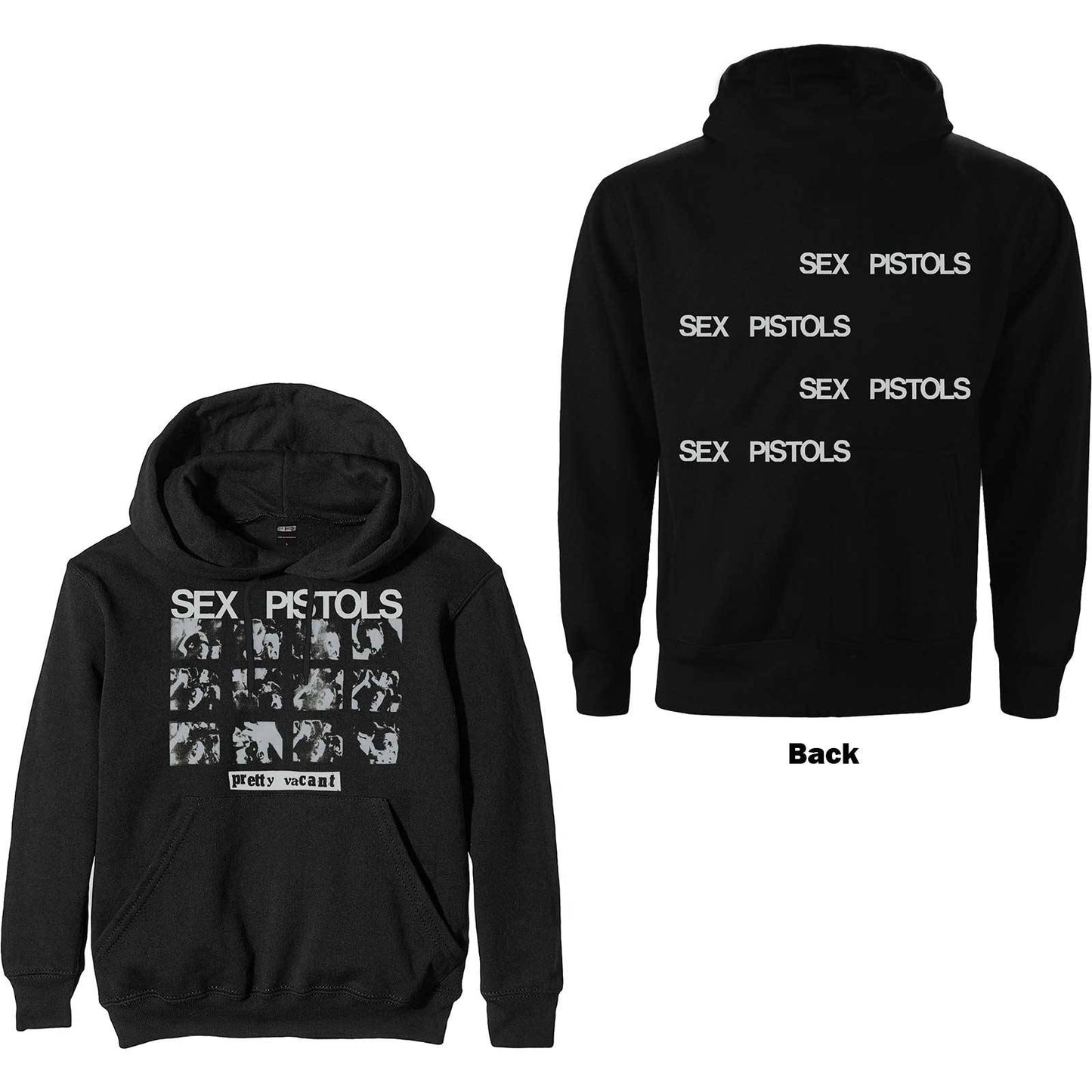 Unisex Pullover Hoodie Pretty Vacant Back Print