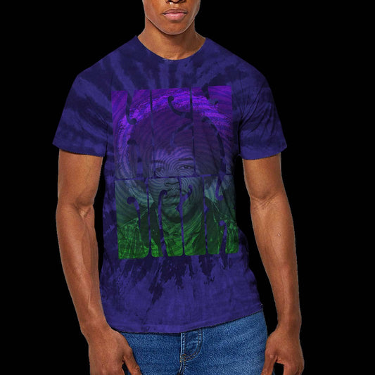 Unisex T-Shirt Swirly Text Dip Dye, Dye Wash