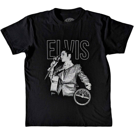 Sun Records Unisex T-Shirt: Elvis Live Portrait  Elvis Live Portrait Short Sleeves