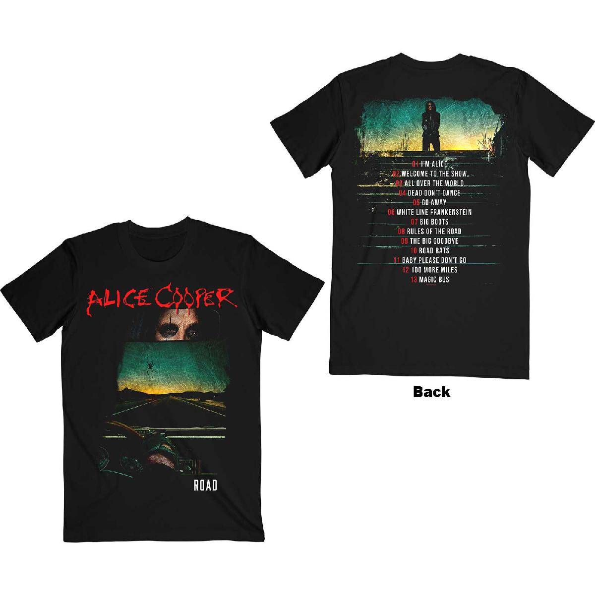 Alice Cooper Unisex T-Shirt: Road Cover Tracklist (Back Print)  Road Cover Tracklist Short Sleeves