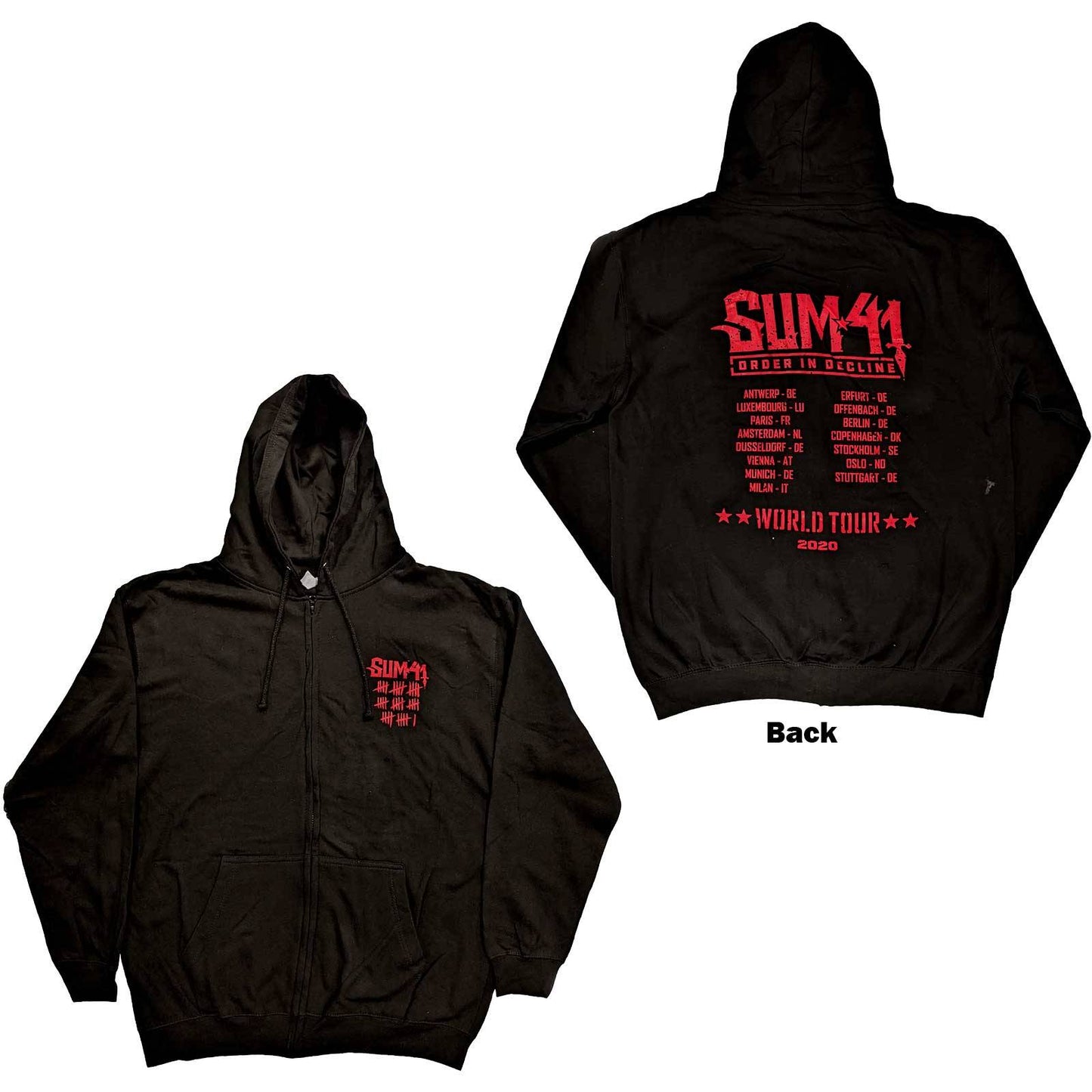Unisex Zipped Hoodie Order In Decline Tour 2020 Back Print
