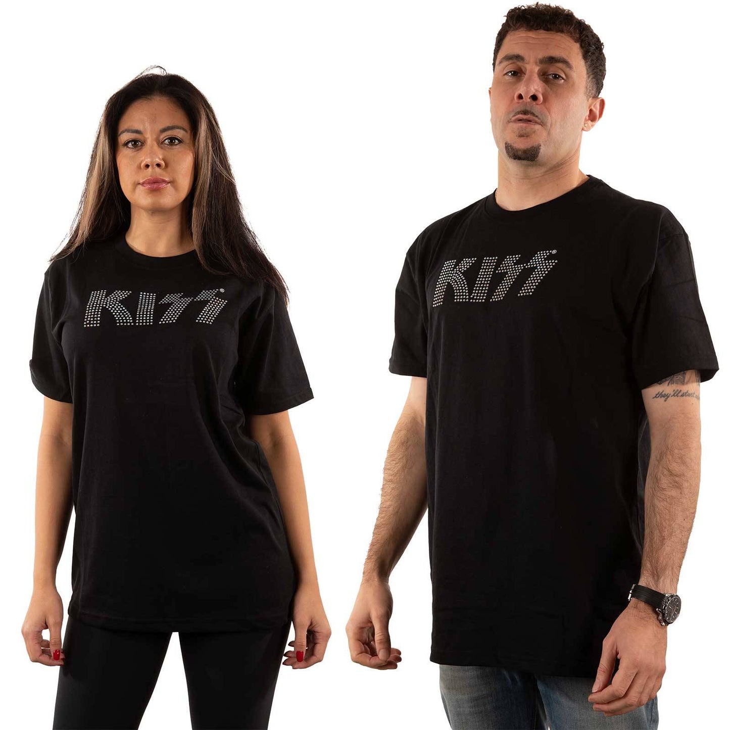 Unisex Embellished T-Shirt Logo Diamante, Embellished, Crystals, Rhinestones