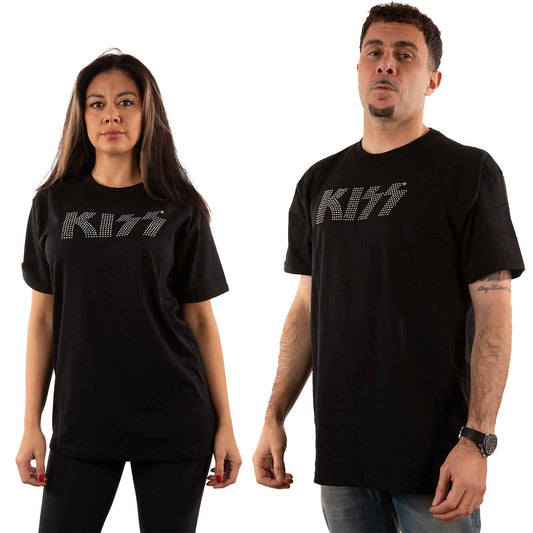 Unisex Embellished T-Shirt Logo Diamante, Embellished, Crystals, Rhinestones