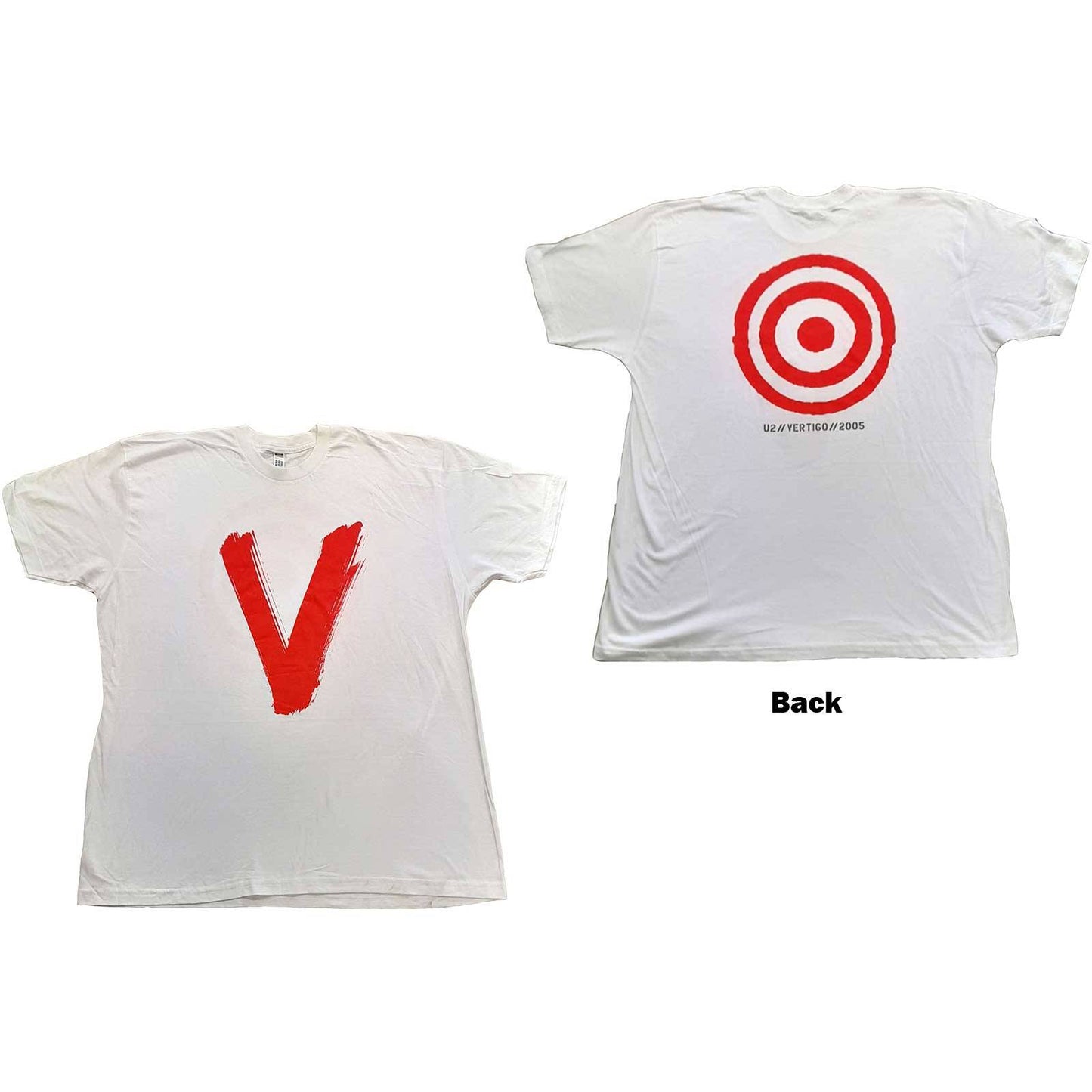 Unisex T-Shirt U2 Vertigo Tour 2005 Red V Back Print