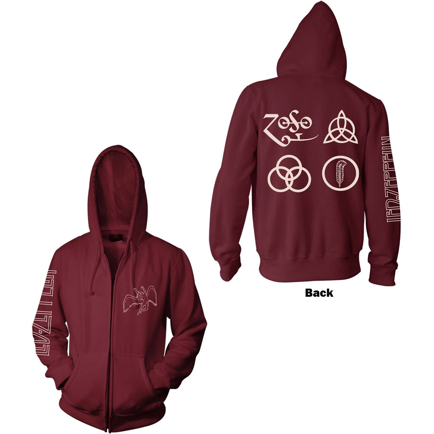 Unisex Zipped Hoodie Symbols Back Print