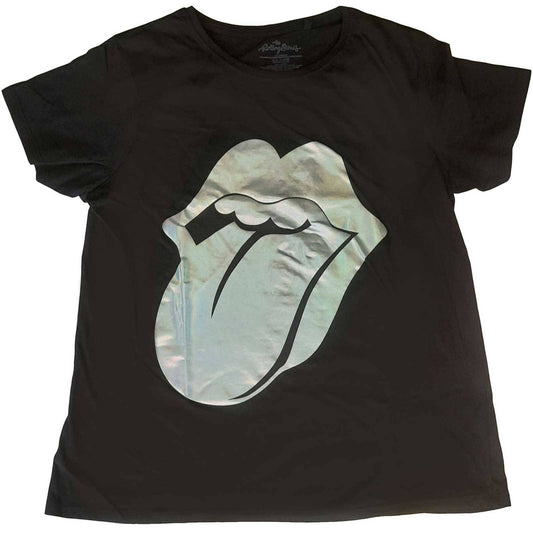 Unisex Embellished T-Shirt Foil Tongue Embellished, Hologram Foil