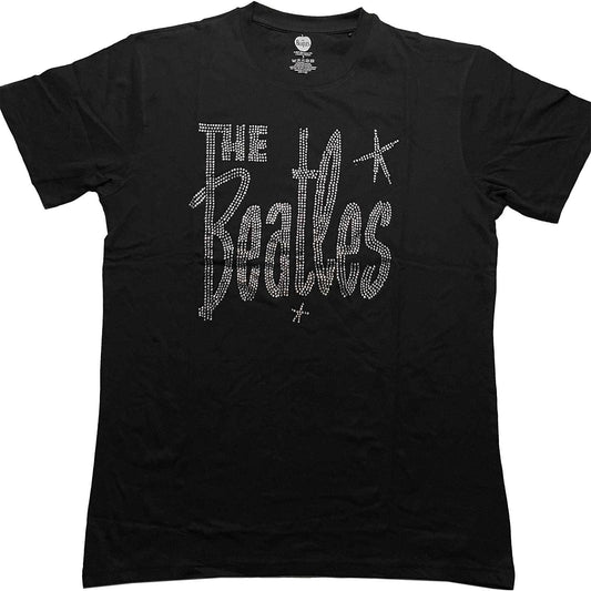 Unisex Embellished T-Shirt Retro Logo Diamante, Embellished, Crystals, Rhinestones