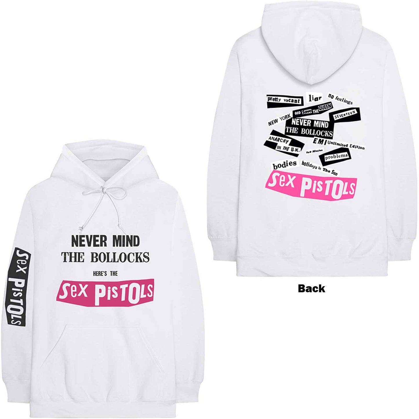 Unisex Pullover Hoodie Never Mind The Bollocks Back Print,Sleeve Print