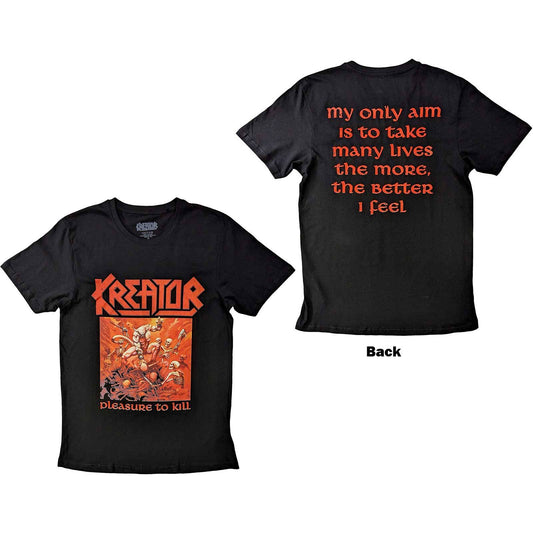 Kreator Unisex T-Shirt: Pleasure To Kill (Back Print)  Pleasure To Kill Short Sleeves