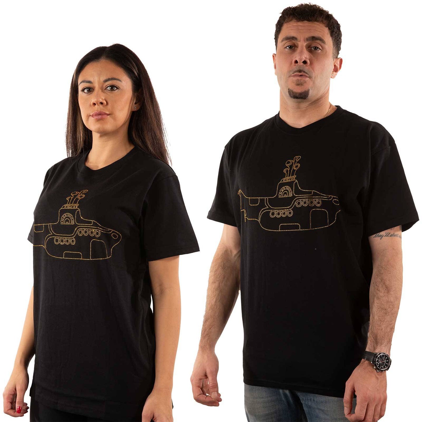 Unisex Embellished T-Shirt Yellow Submarine Diamante, Embellished, Crystals, Rhinestones