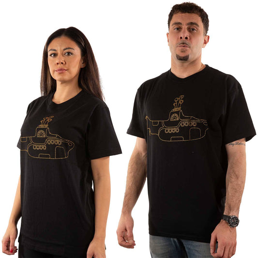Unisex Embellished T-Shirt Yellow Submarine Diamante, Embellished, Crystals, Rhinestones