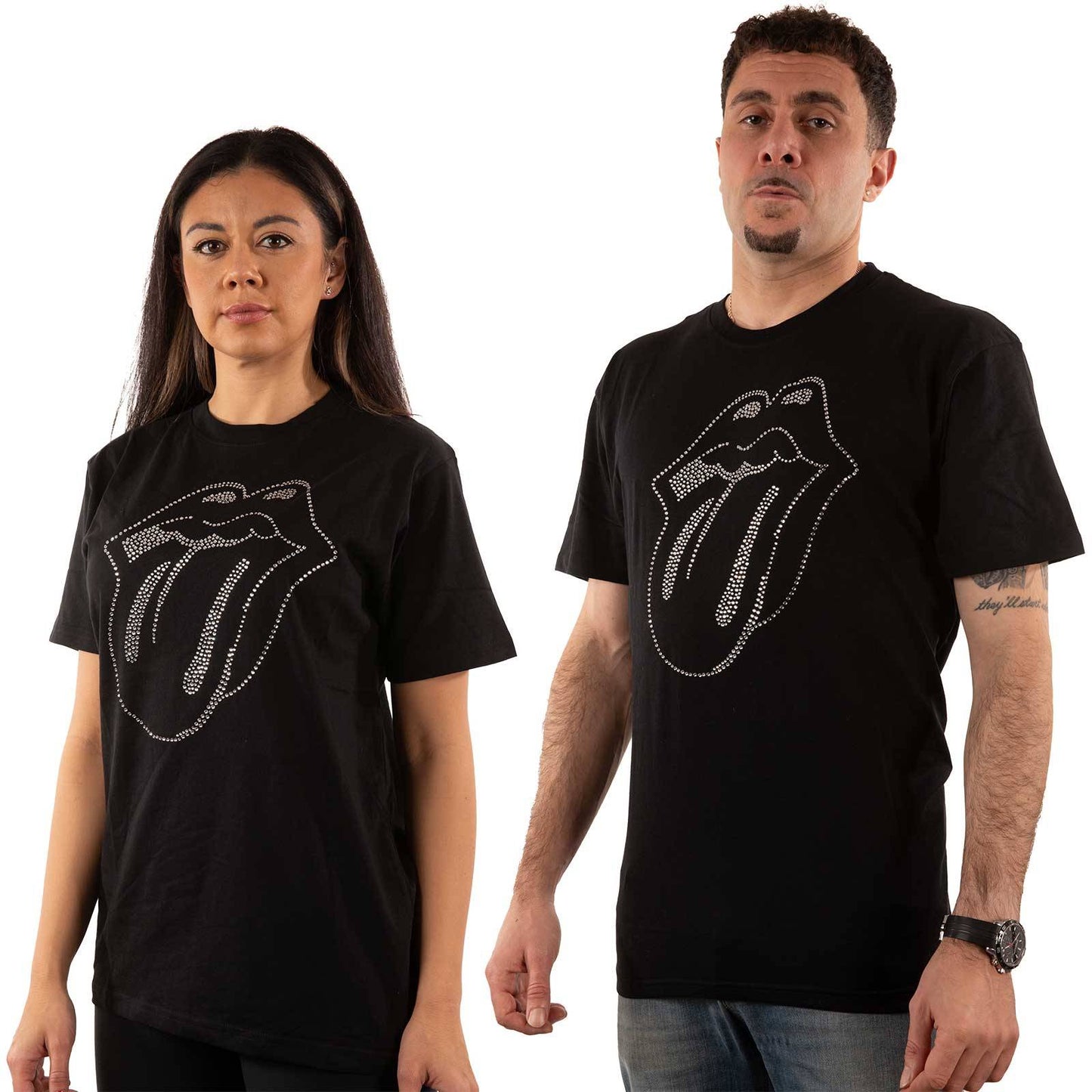 Unisex Embellished T-Shirt Tongue Diamante, Embellished, Crystals, Rhinestones