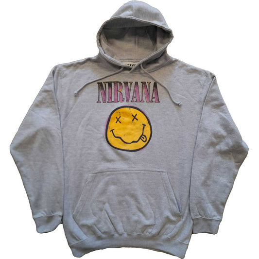 Unisex Pullover Hoodie Xerox Smiley Pink