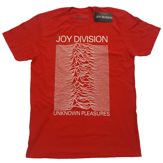 Unisex T-Shirt Unknown Pleasures White On Red