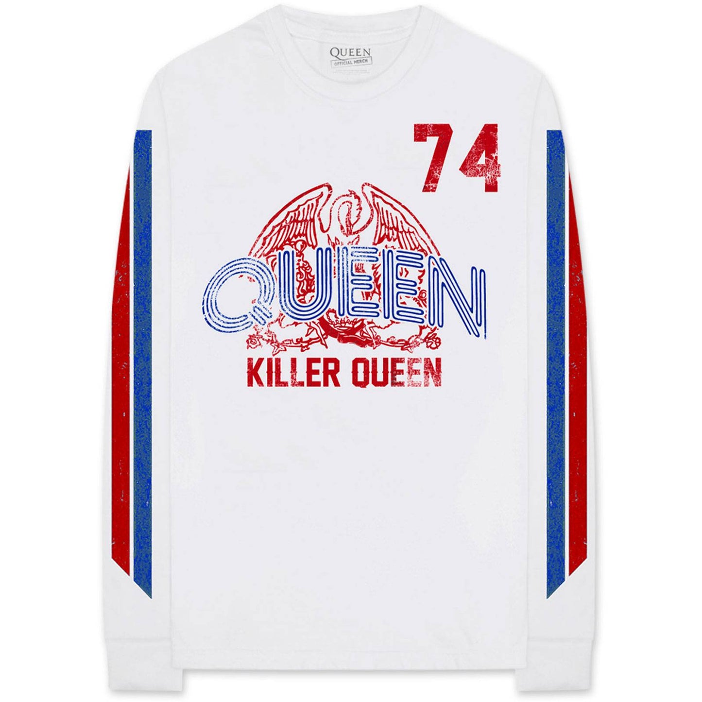 Unisex Long Sleeve T-Shirt Killer Queen '74 Stripes Sleeve Print