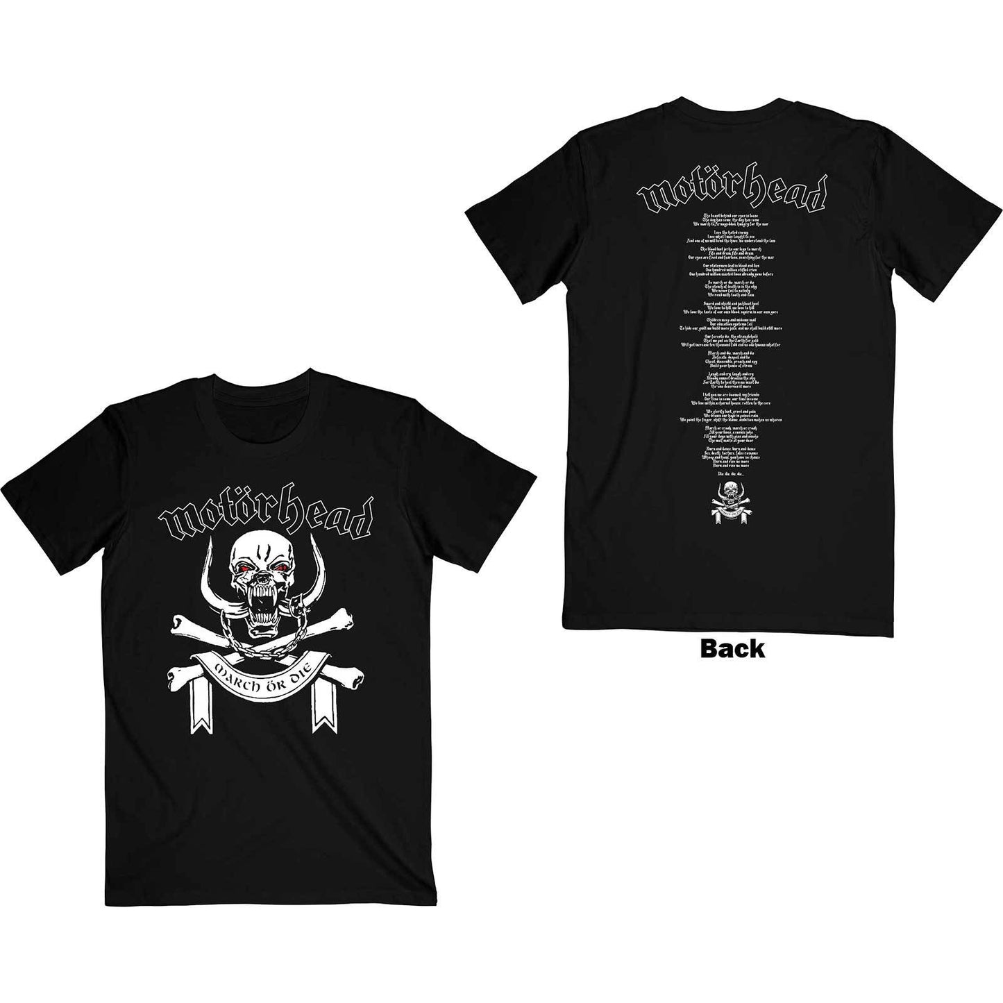 Unisex T-Shirt March or Die Lyrics Back Print